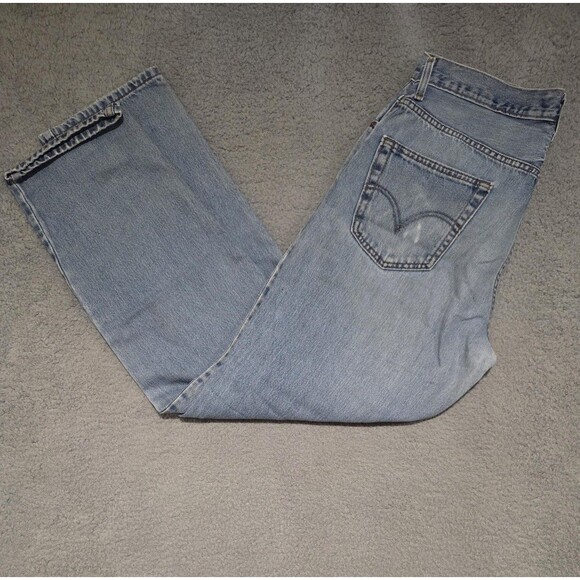 Levis 550 Jeans Mens 34x32 Blue Relaxed Fit Tapered Leg Light Wash Cotton - Picture 1 of 9